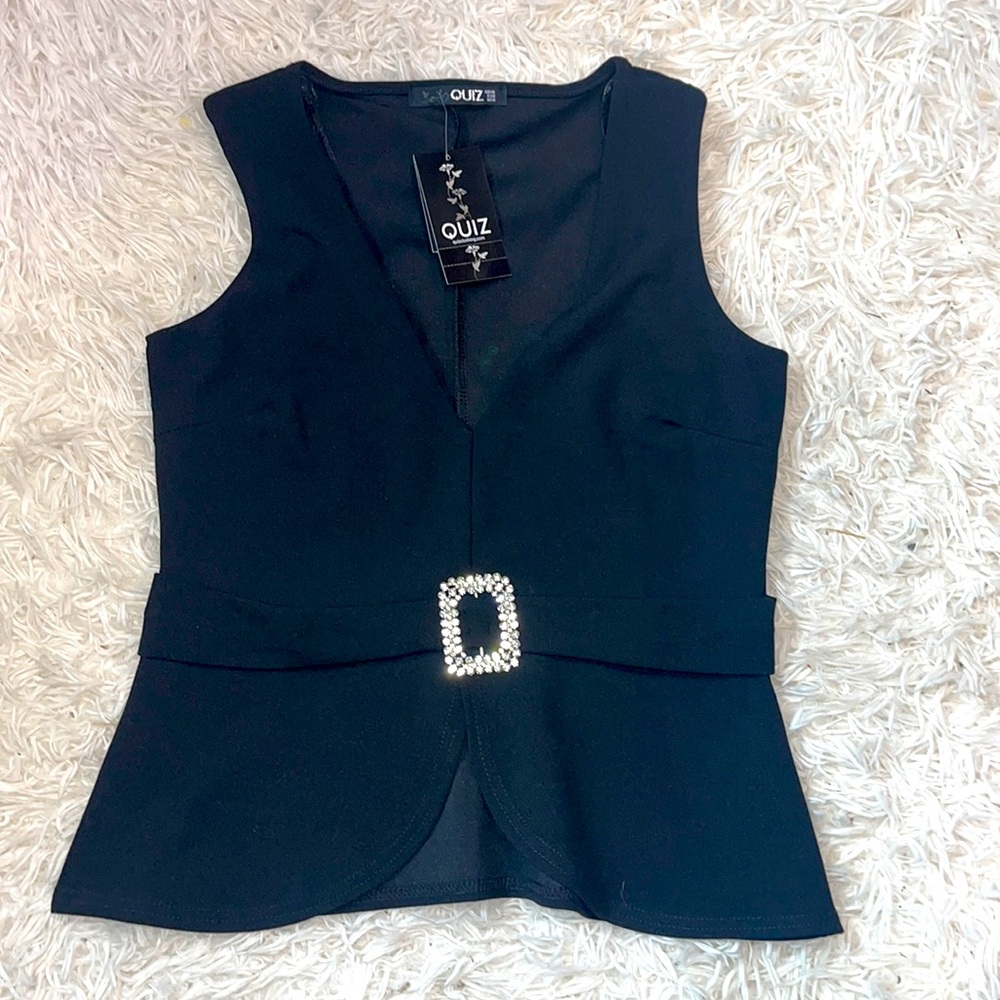 Women’s Black Top w/ Clear Stone Buckle